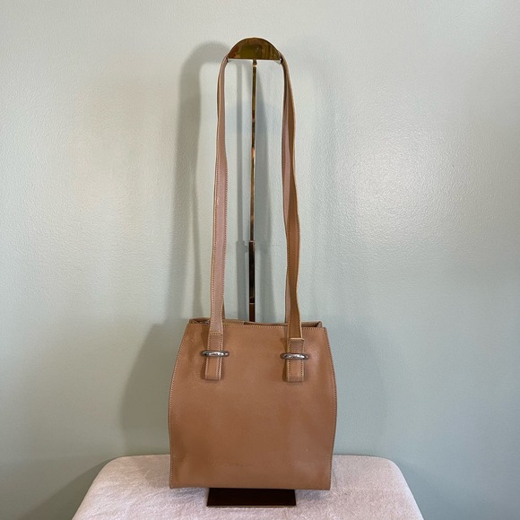 Vintage Luana Women's Brown Wide Open Top Zip Leather Tote Shoulder Bag - Picture 2 of 16